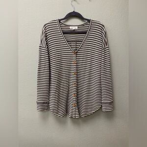 Grace & Lace Gray Striped Knit Top